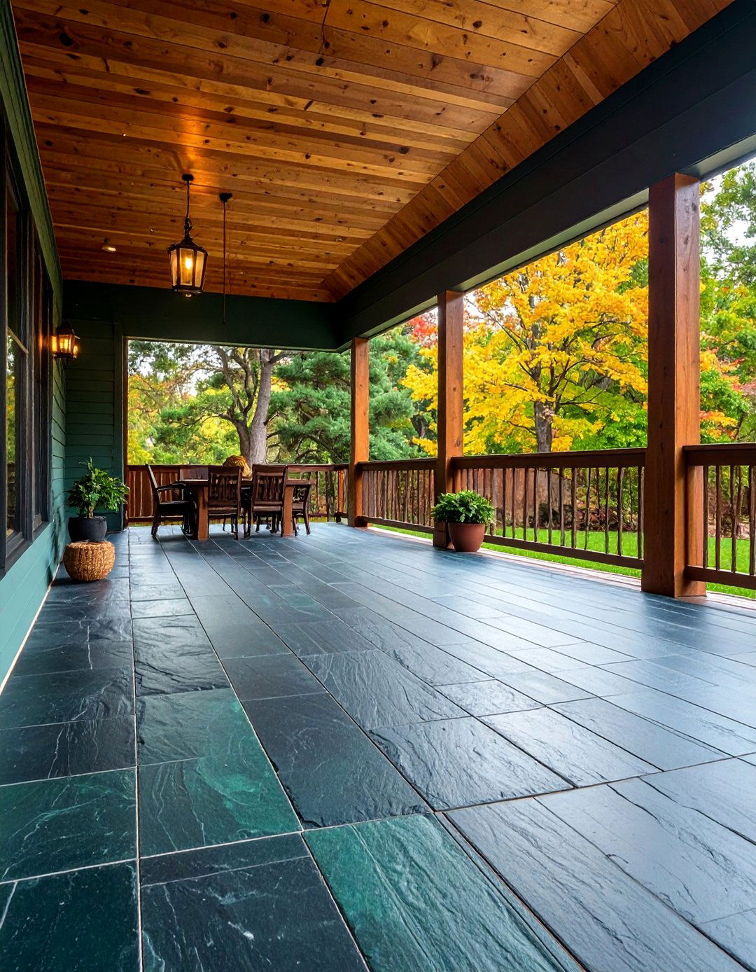 Slate Sophisticated Dark Stone Flooring - 25 Porch Flooring Options