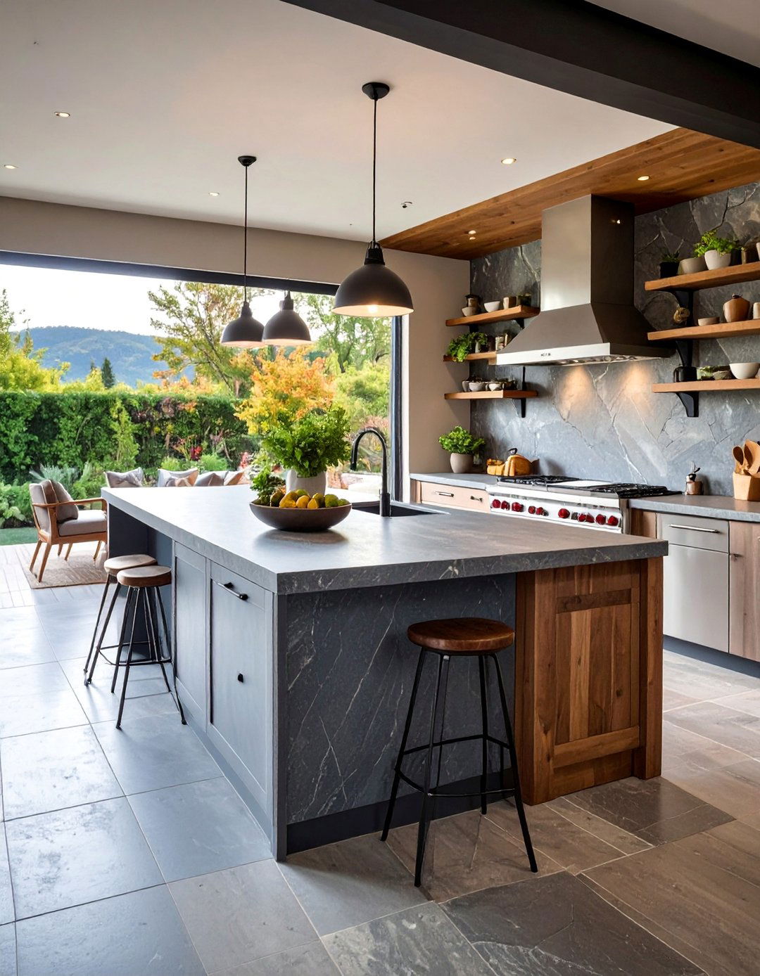 Slate Textured Natural Surface - 25 Outdoor Countertop Ideas