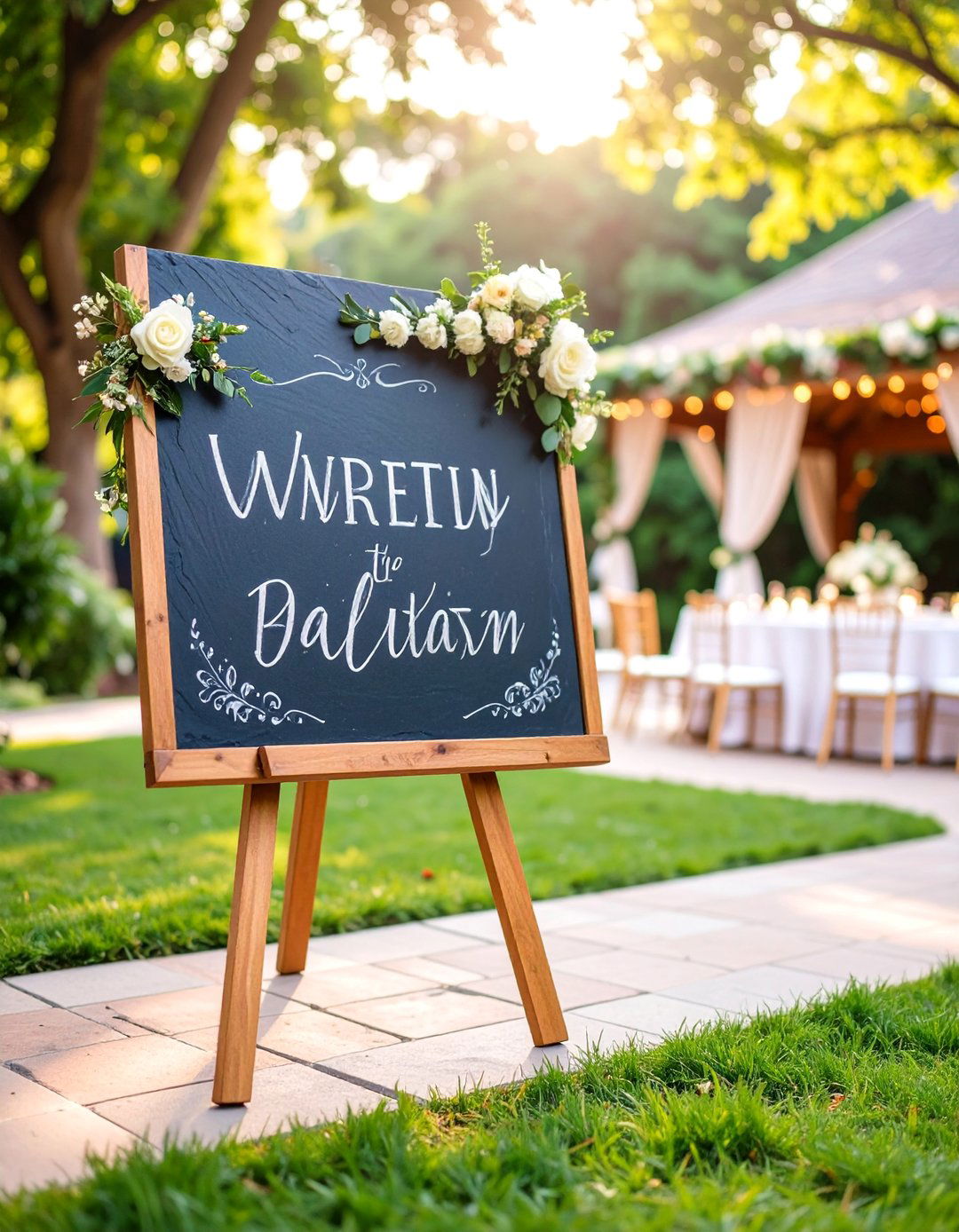 Slate Wedding Sign with Chalk Typography - 25 Wedding Sign Ideas