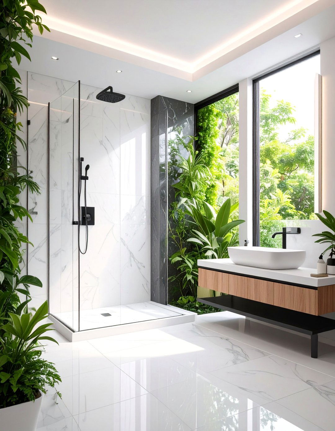 Sleek Black and White Contrast Shower Surround - 25 Shower Surround Ideas