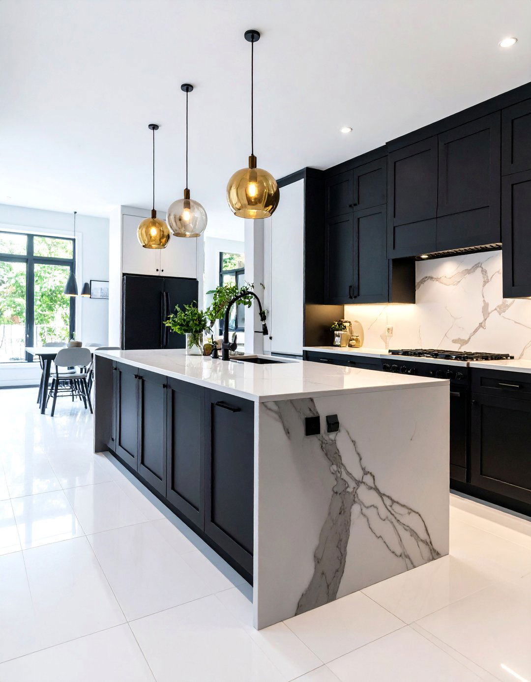 Sleek Black on Black Monochromatic Design - 25 Small Kitchen with Black Appliances Ideas