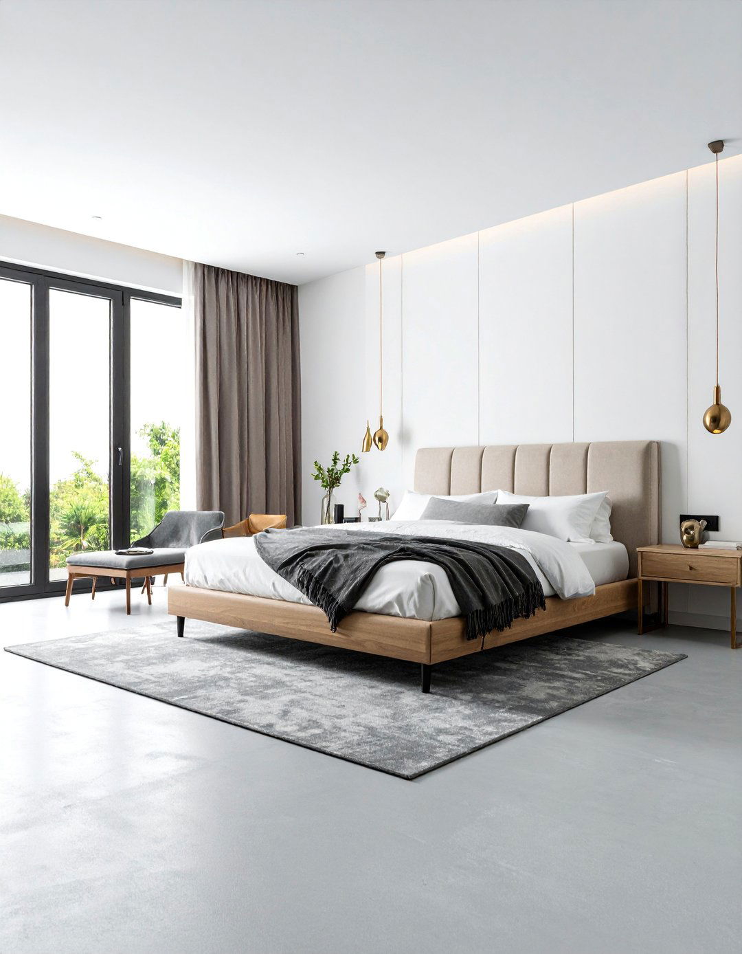 Sleek Contemporary with Charcoal Stain - 25 Concrete Floor Bedroom Ideas