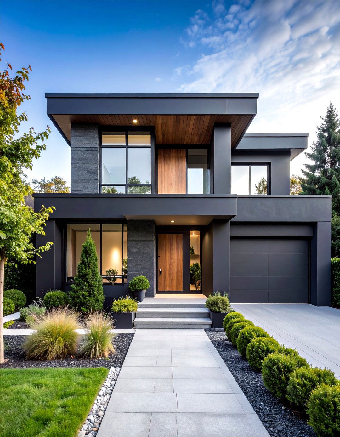 Sleek Dark Grey Stucco Modern - 25 Dark Grey House Exterior Ideas