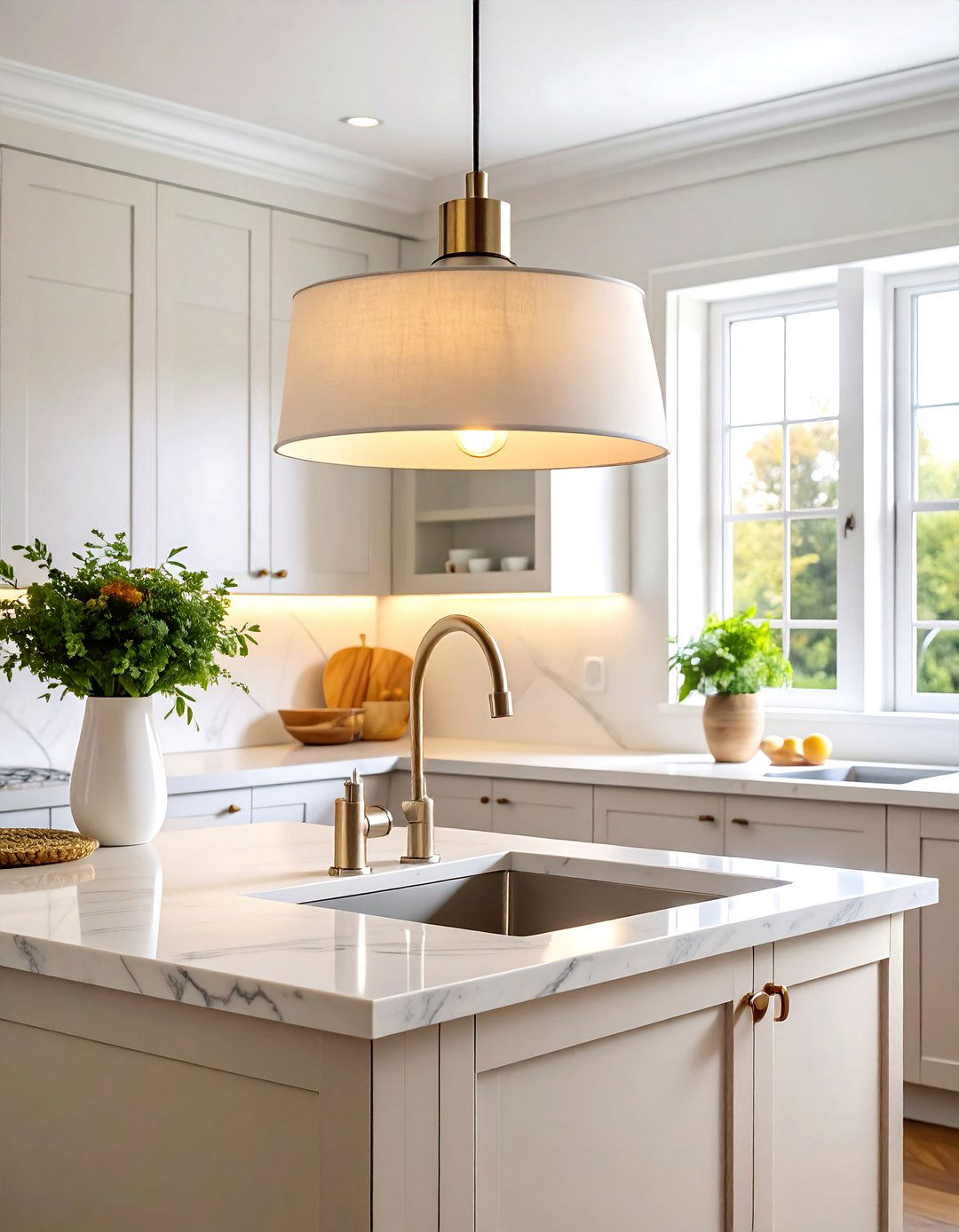 Sleek Drum Pendant Light Fixtures - 25 Kitchen Sink Lighting Ideas