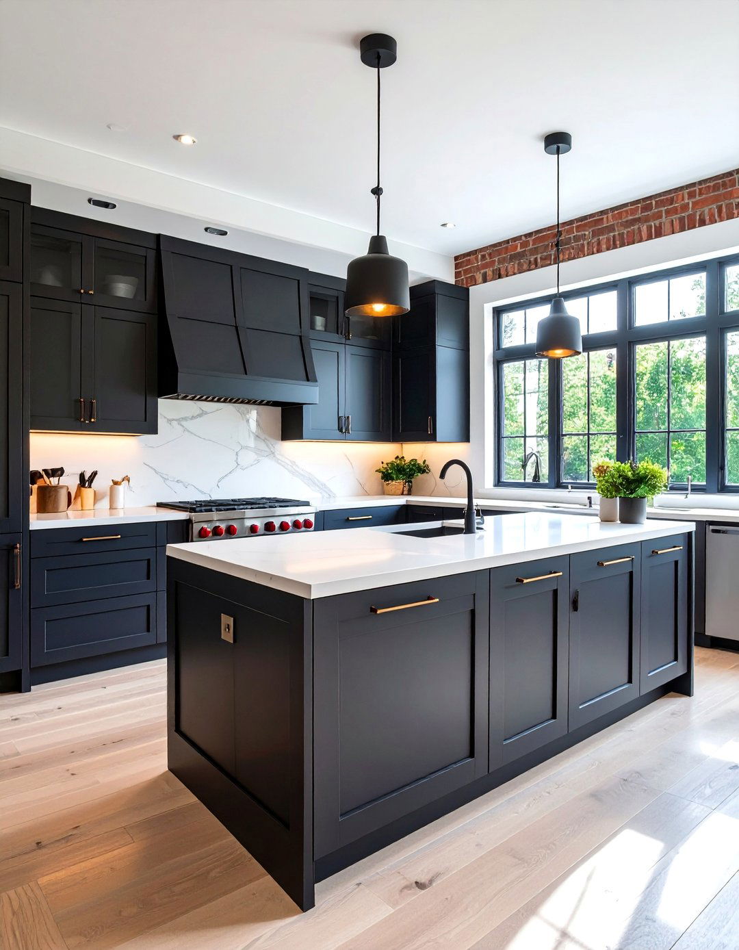 Sleek Flat Panel Black Kitchen Cabinets With White Countertops - 25 Black Kitchen Cabinets With White Countertops