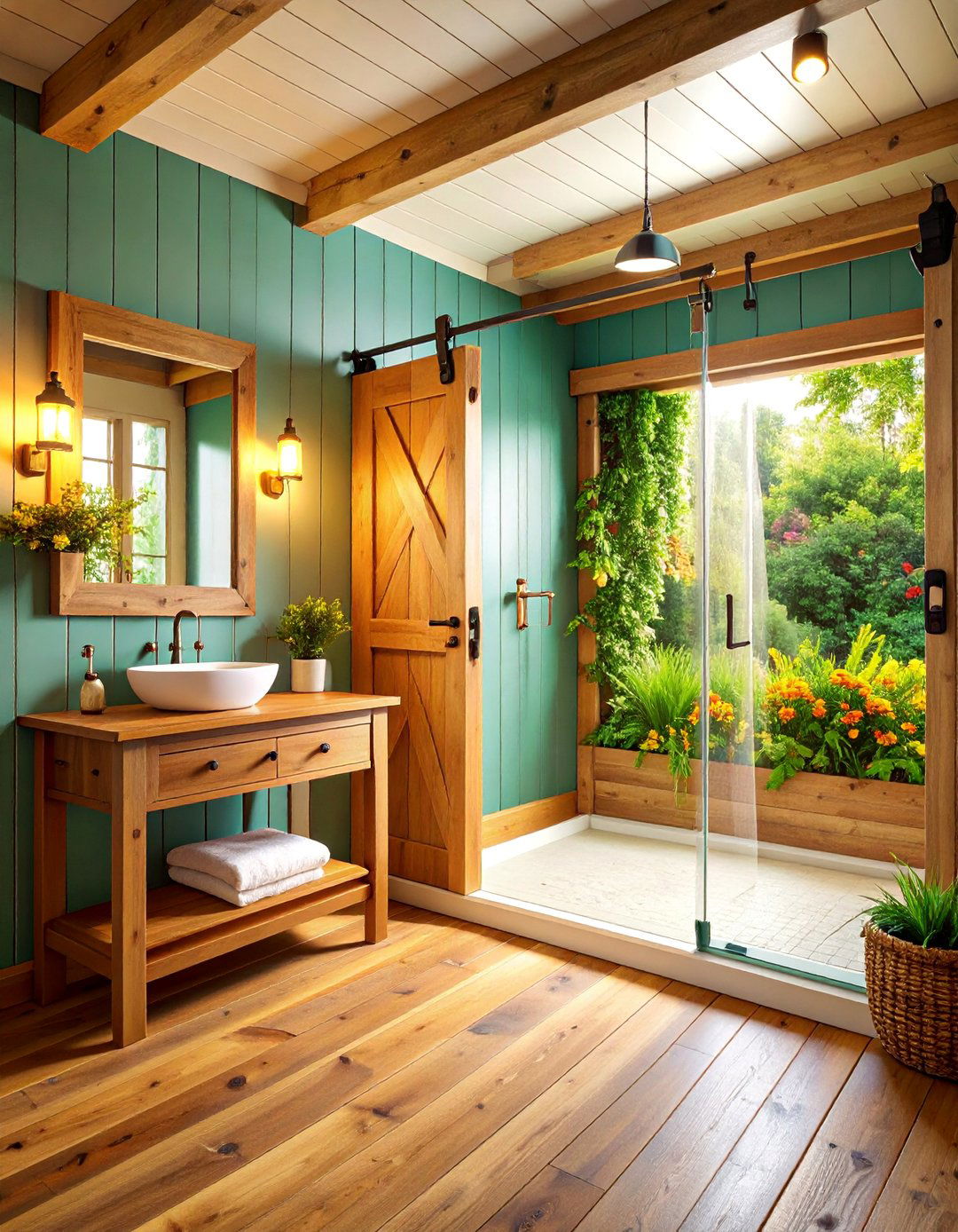Sliding Barn Door Glass Enclosure - 25 Rustic Walk-in Shower Ideas