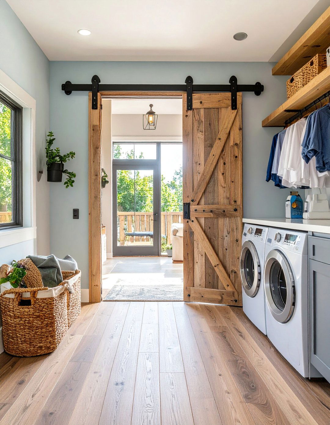 Sliding Barn Door Laundry Room Entrance - 25 Rustic Laundry Room Ideas
