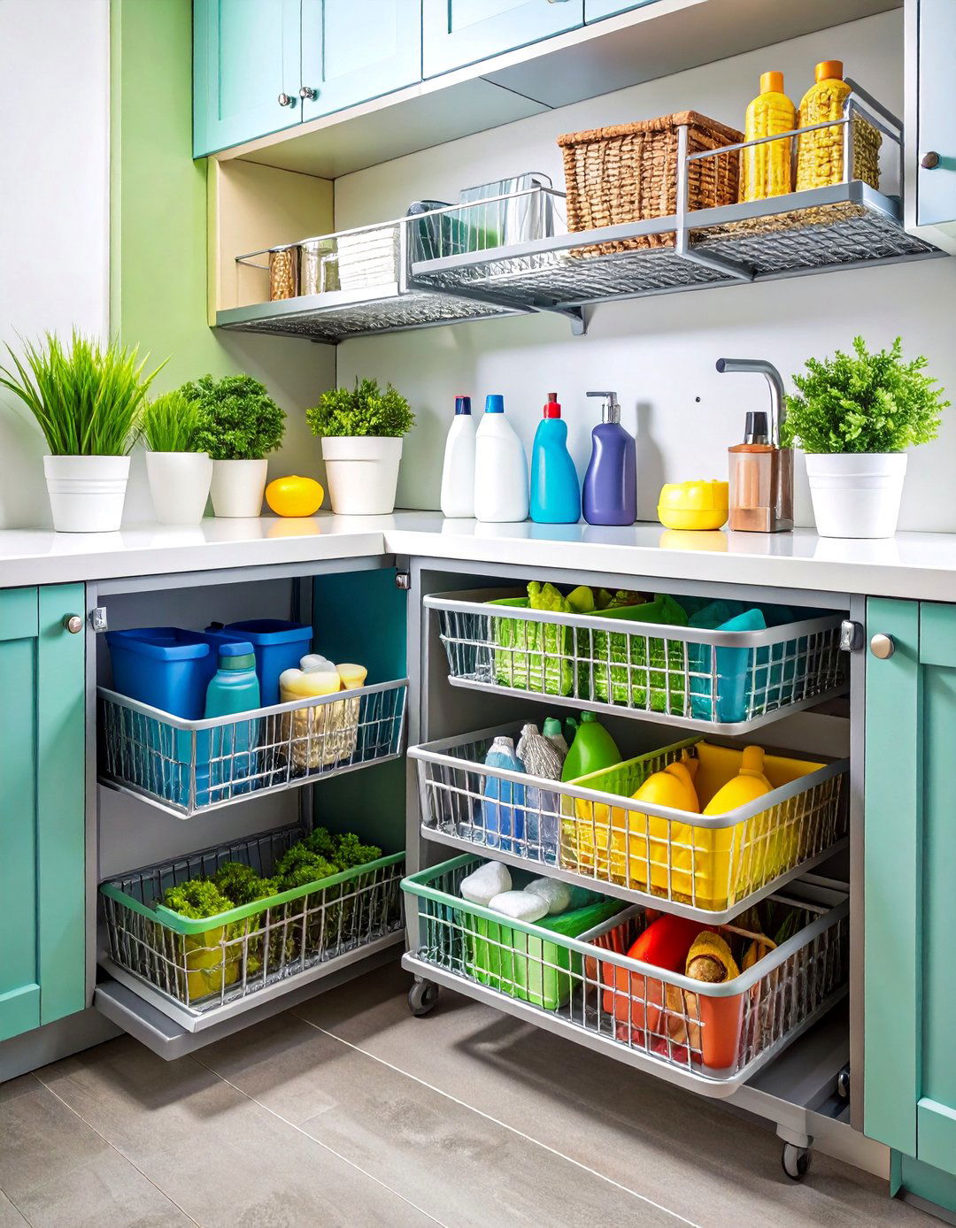 Sliding Basket Dual Track System - 25 Kitchen Sink Organization Ideas
