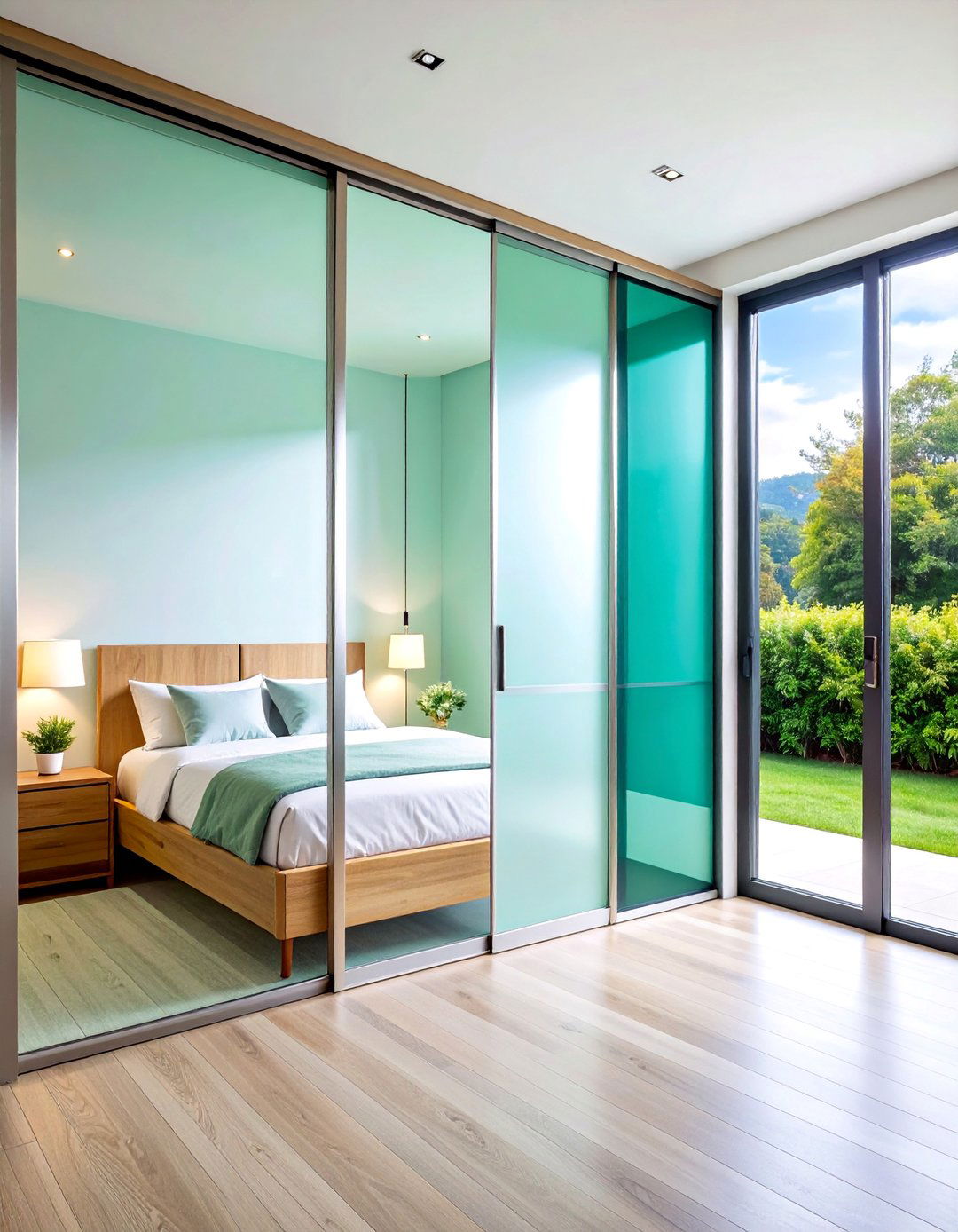 Sliding Glass Panel Doors with Frosted Finish - 25 closet door ideas