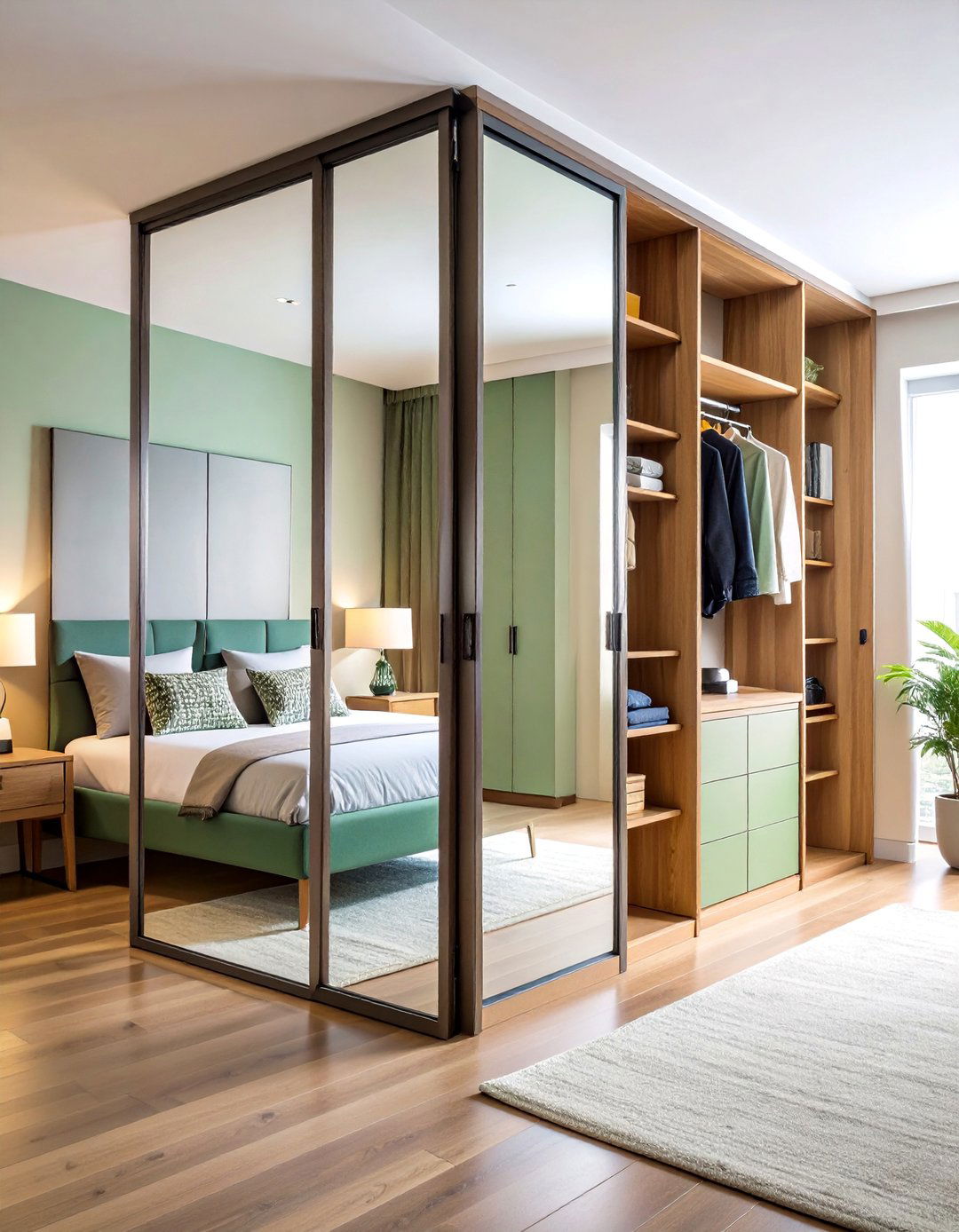 Sliding Mirrored Doors with Soft Close Mechanism - 25 Built-in Wardrobes Ideas