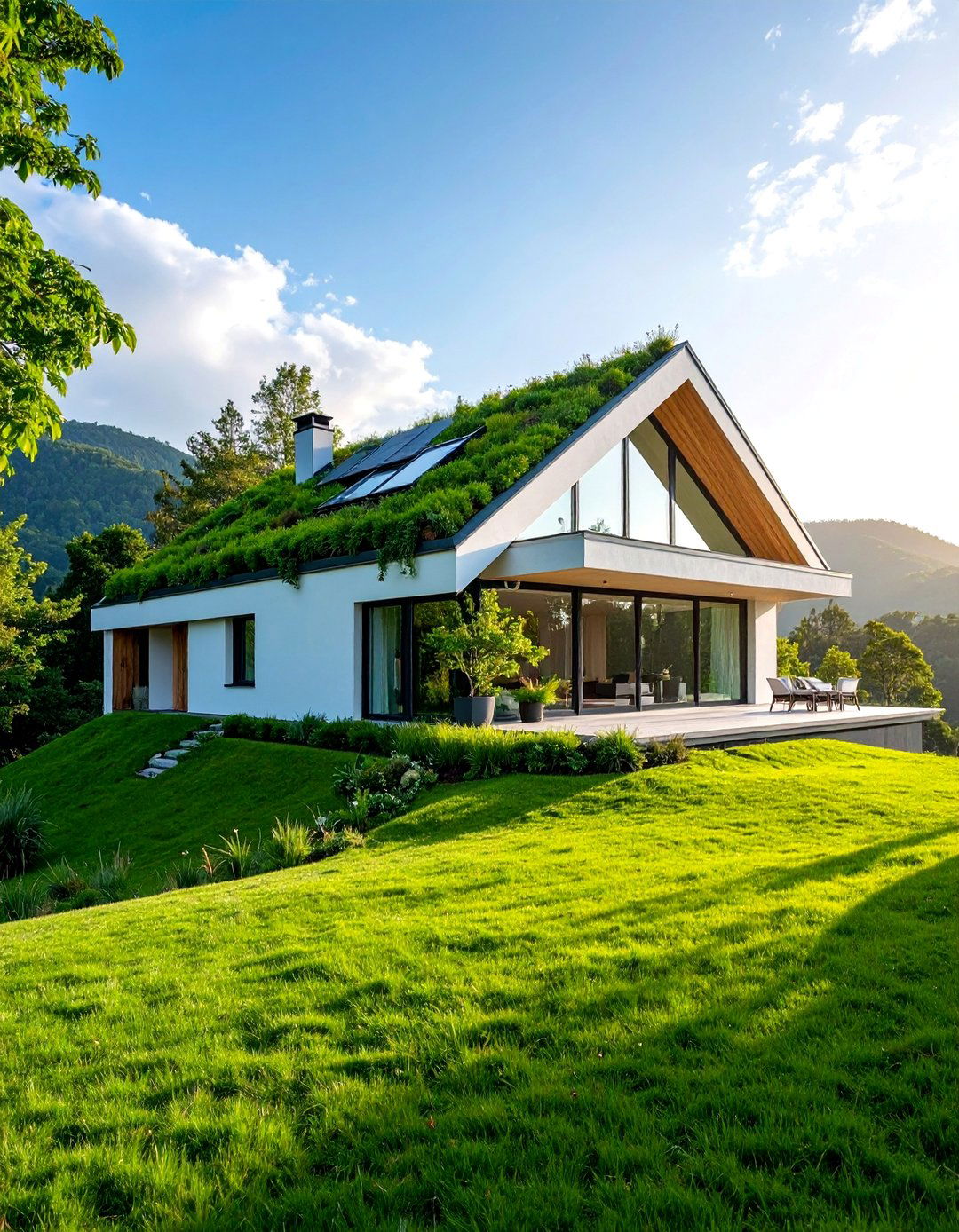 Sloped Green Roof Contemporary House - 25 Houses With Green Roofs