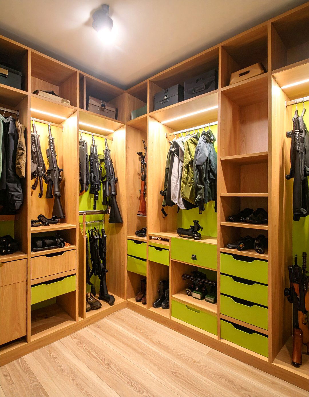 Small Apartment Gun Closet with Vertical Storage - 25 Gun Room Ideas