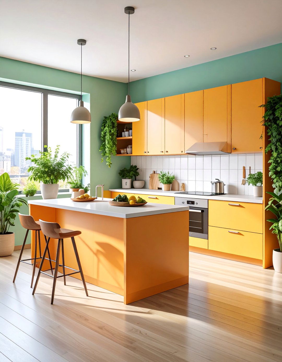 Small Apartment Kitchen with Space Saving Peninsula - 25 Kitchen Layout Ideas
