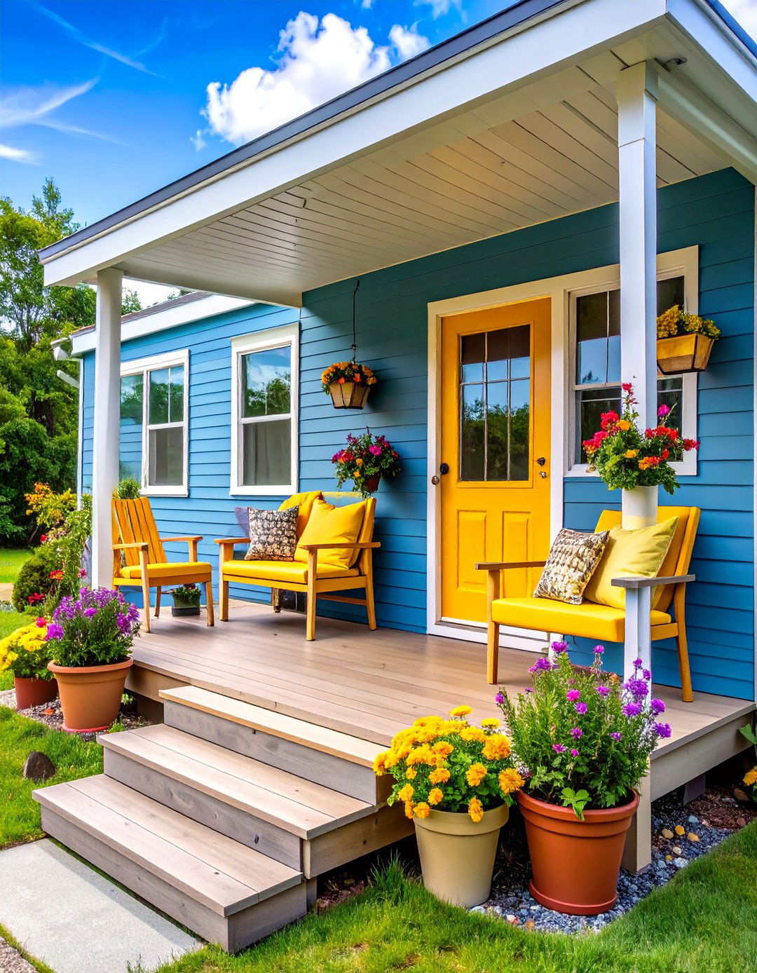 Small Compact Entry Porch with Storage - 25 Mobile Home Porch Ideas