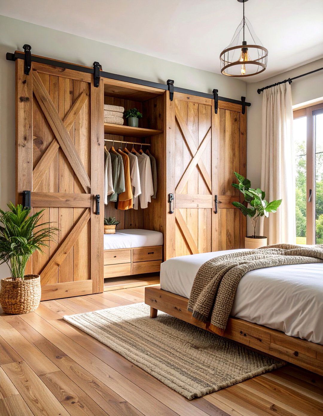 Small Guest Room with Sliding Barn Door Wardrobe - 25 small guest room ideas