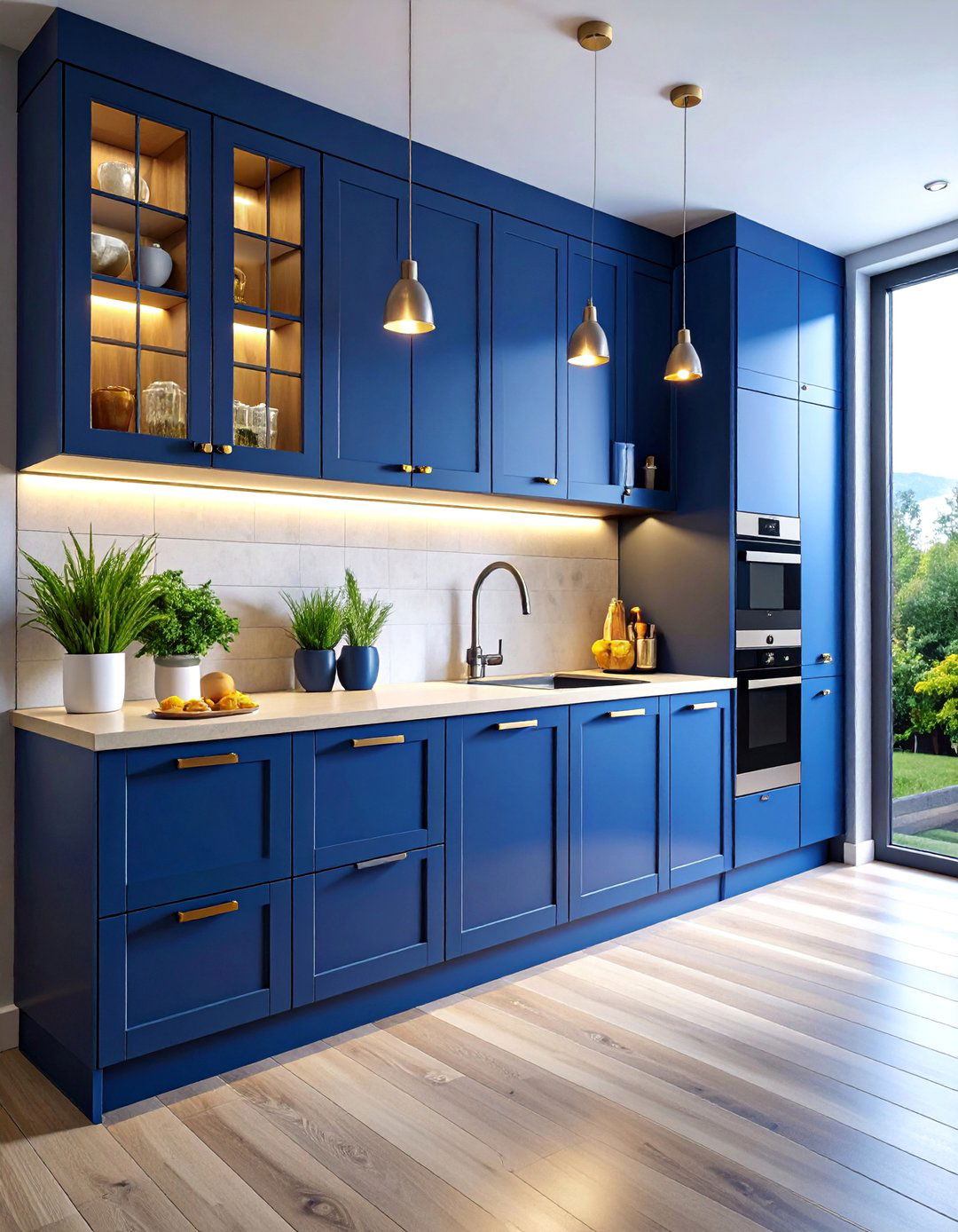 Small Kitchen Navy Blue Cabinets with Smart Storage - 25 Navy Blue Kitchen Cabinets Ideas