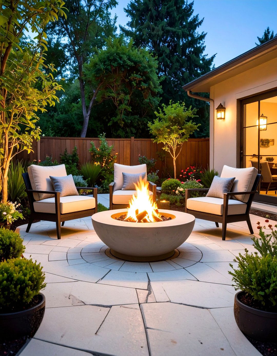 Small Paver Patio with Compact Fire Bowl - 25 Concrete Paver Patio Fire Pit Ideas