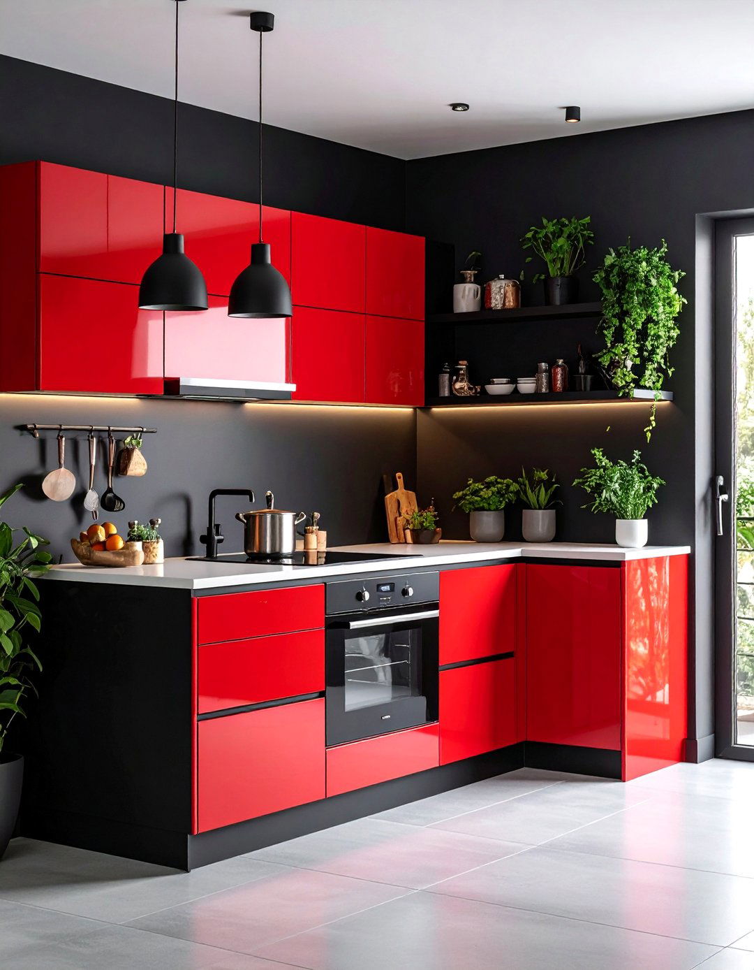 Small Red and Black Kitchen Maximization - 25 red and black kitchen ideas