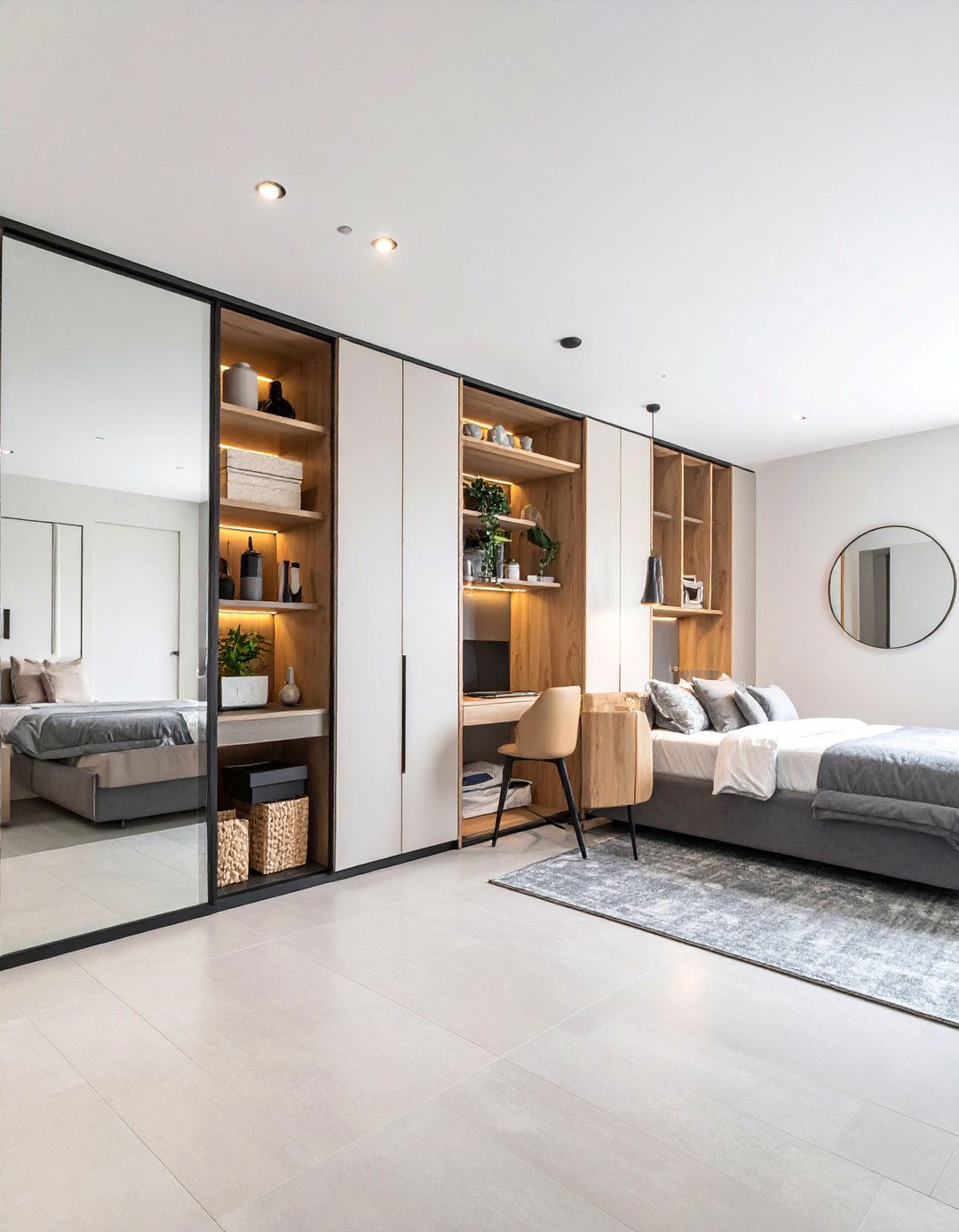 Small Space Basement Bedroom with Murphy Bed Solution - 25 Basement Bedroom Ideas