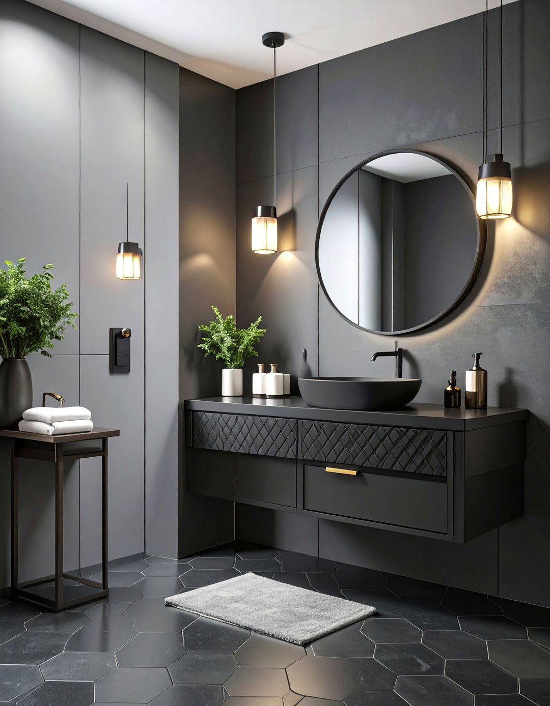 Small Space Black and Grey Powder Room - 25 Black and Grey Bathroom Ideas