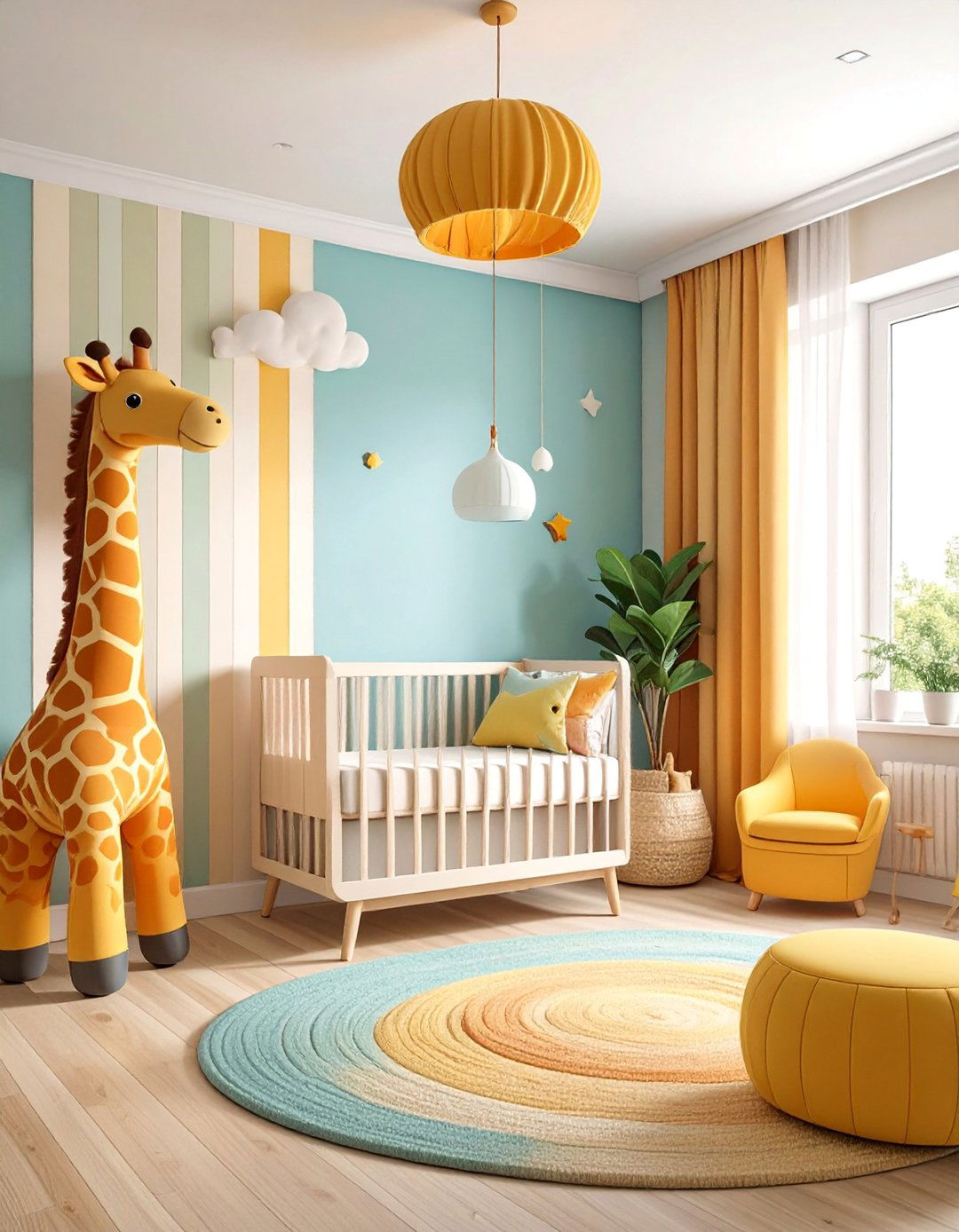 Small Space Giraffe Nursery with Vertical Storage Solutions - 25 Giraffe Nursery Ideas