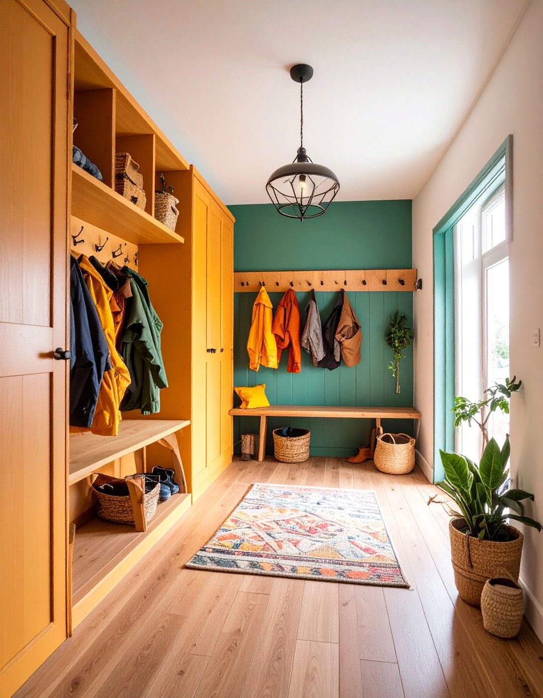 Small Space Mudroom with Corner Storage Solutions - 25 Mud Room Ideas