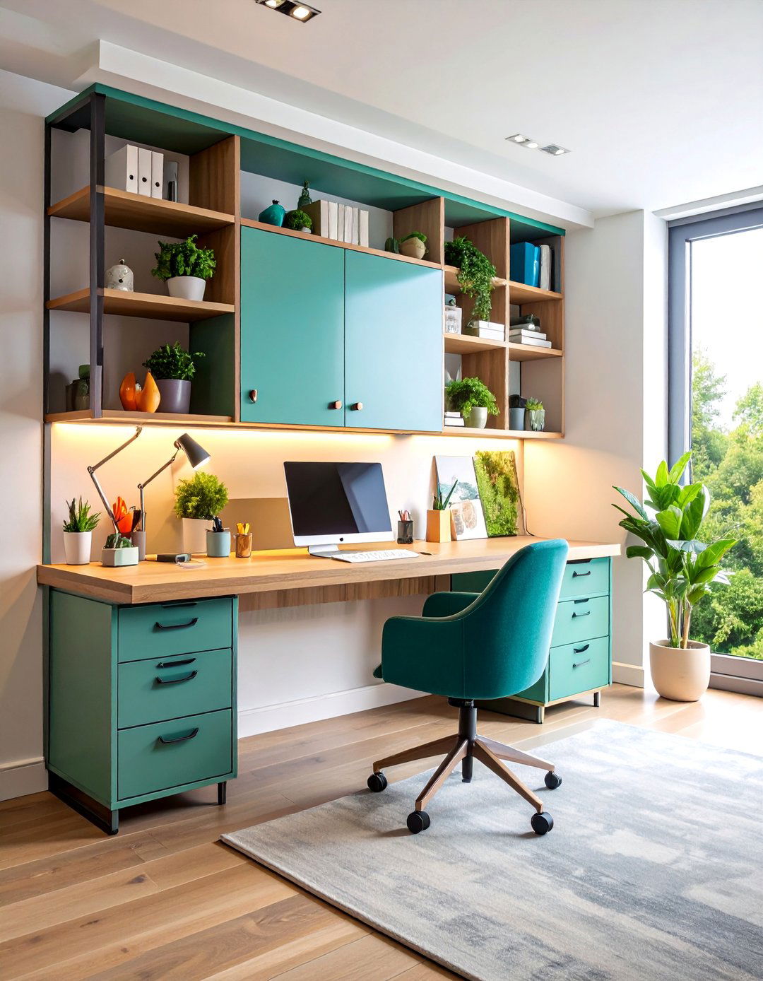 Small Space Murphy Desk Home Office with Vertical Storage Solutions - 25 Home Office Decor Ideas