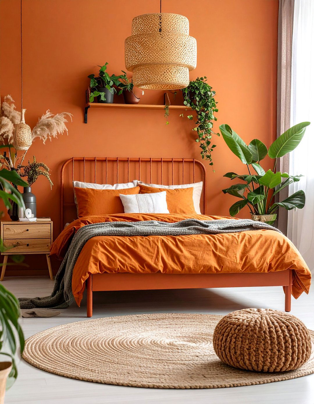 Small Space Rust Bedroom with Smart Storage - 25 Rust Bedroom Ideas