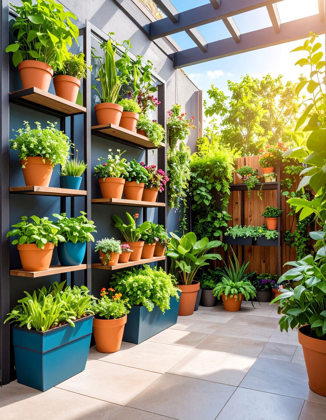 Small Space Shade Garden with Vertical Elements - 25 Shade Garden Design Ideas