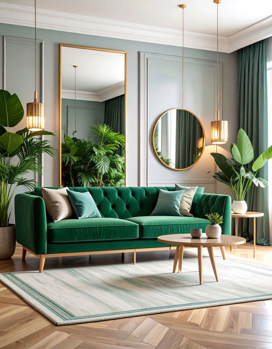Small Space Smart Living Solution - 25 Emerald Green Sofa Living Room Ideas