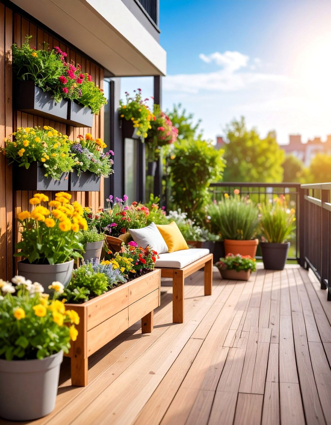 Small Space Urban Deck with Vertical Gardens and Folding Features - 25 Backyard Deck Ideas