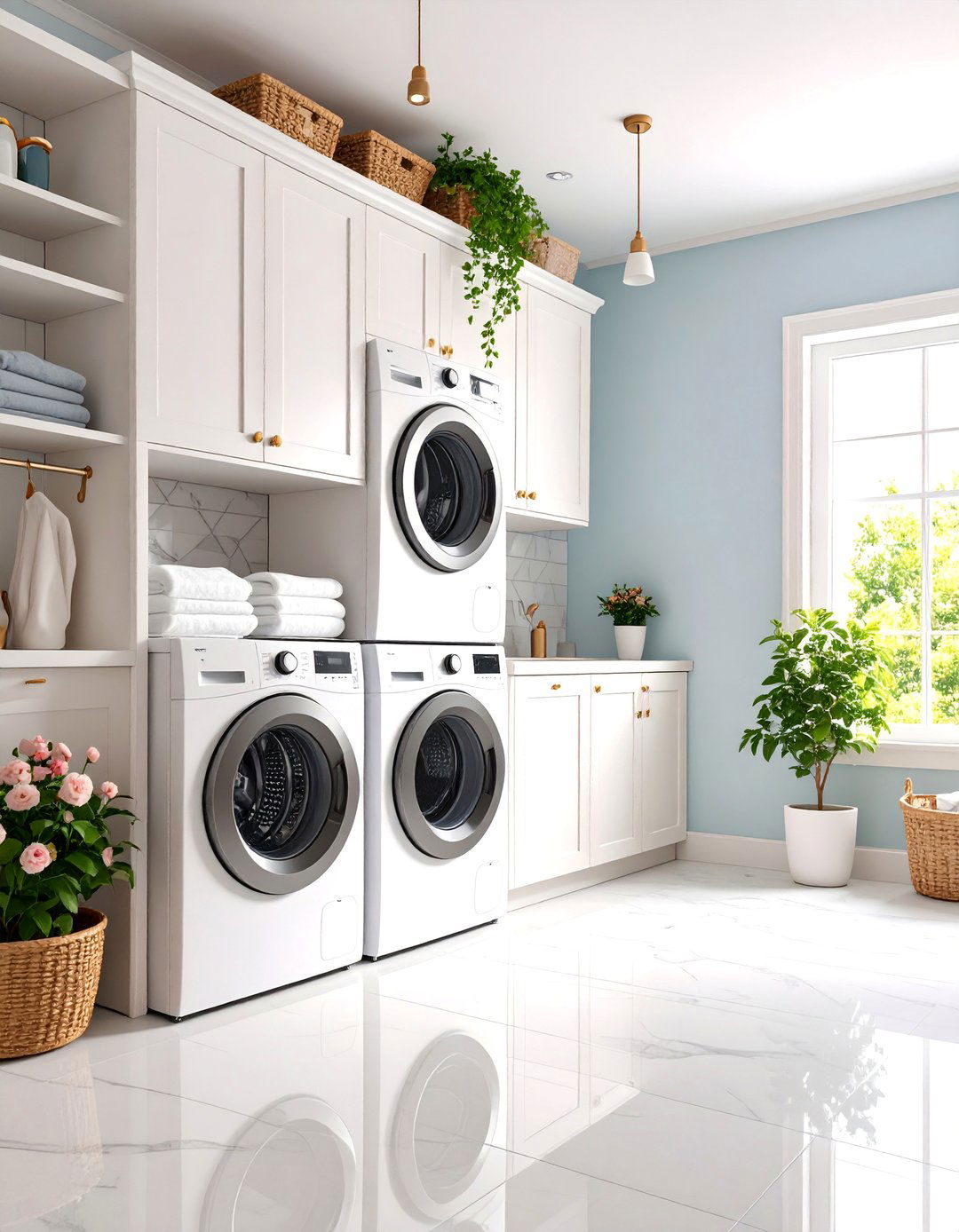 Small Space Vertical Laundry Room with Smart Storage - 25 Laundry Room Decor Ideas
