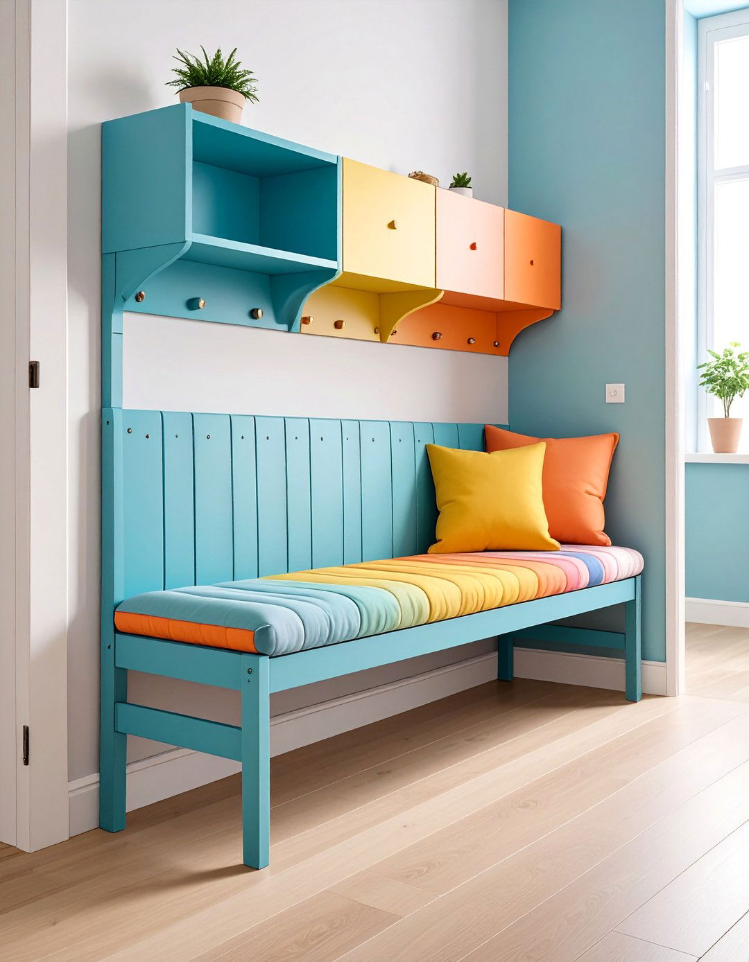 Small Space Wall Mounted Fold Down Bench - 25 Mudroom Storage Ideas