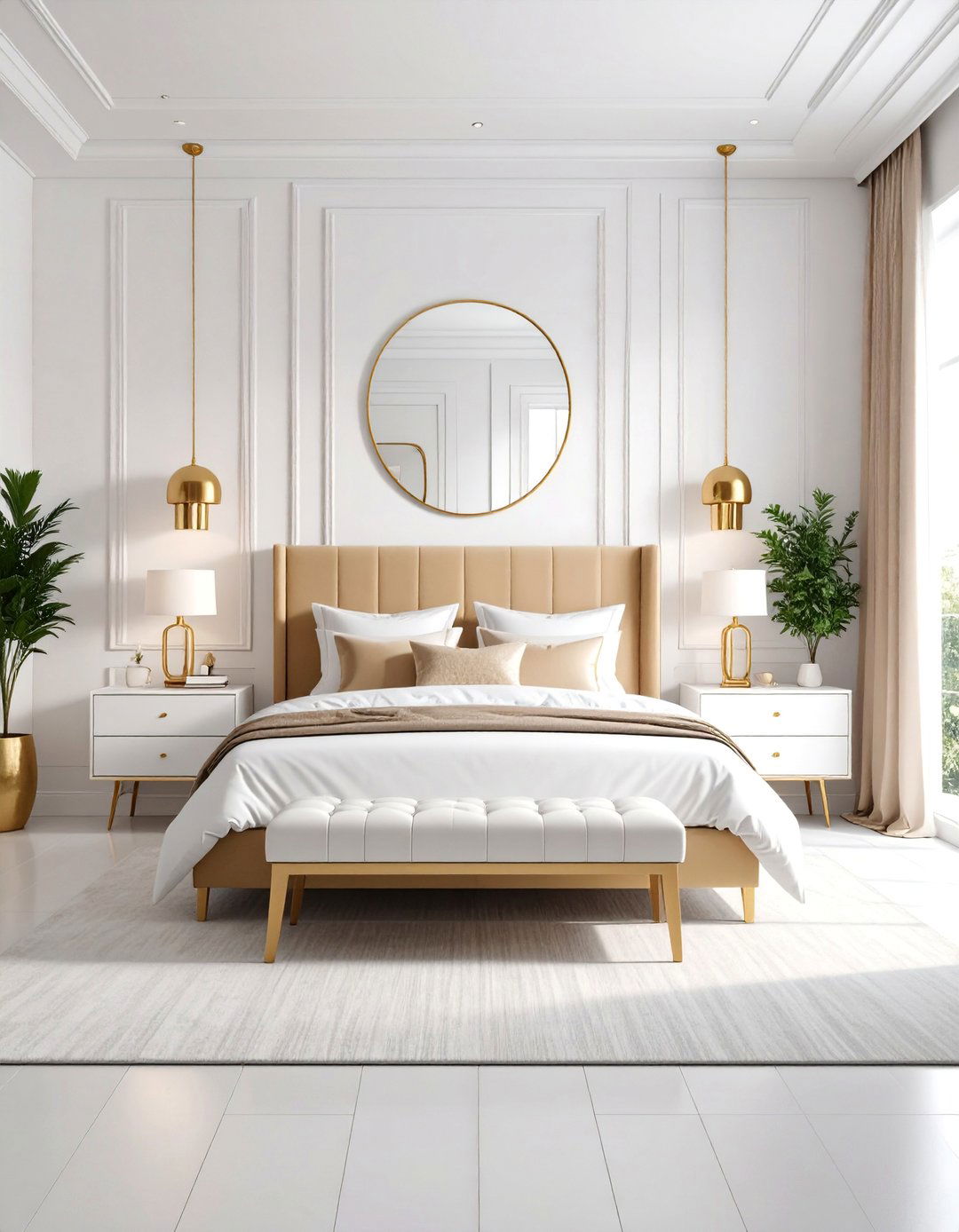 Small Space White and Gold Bedroom - 25 White and Gold Bedroom Ideas