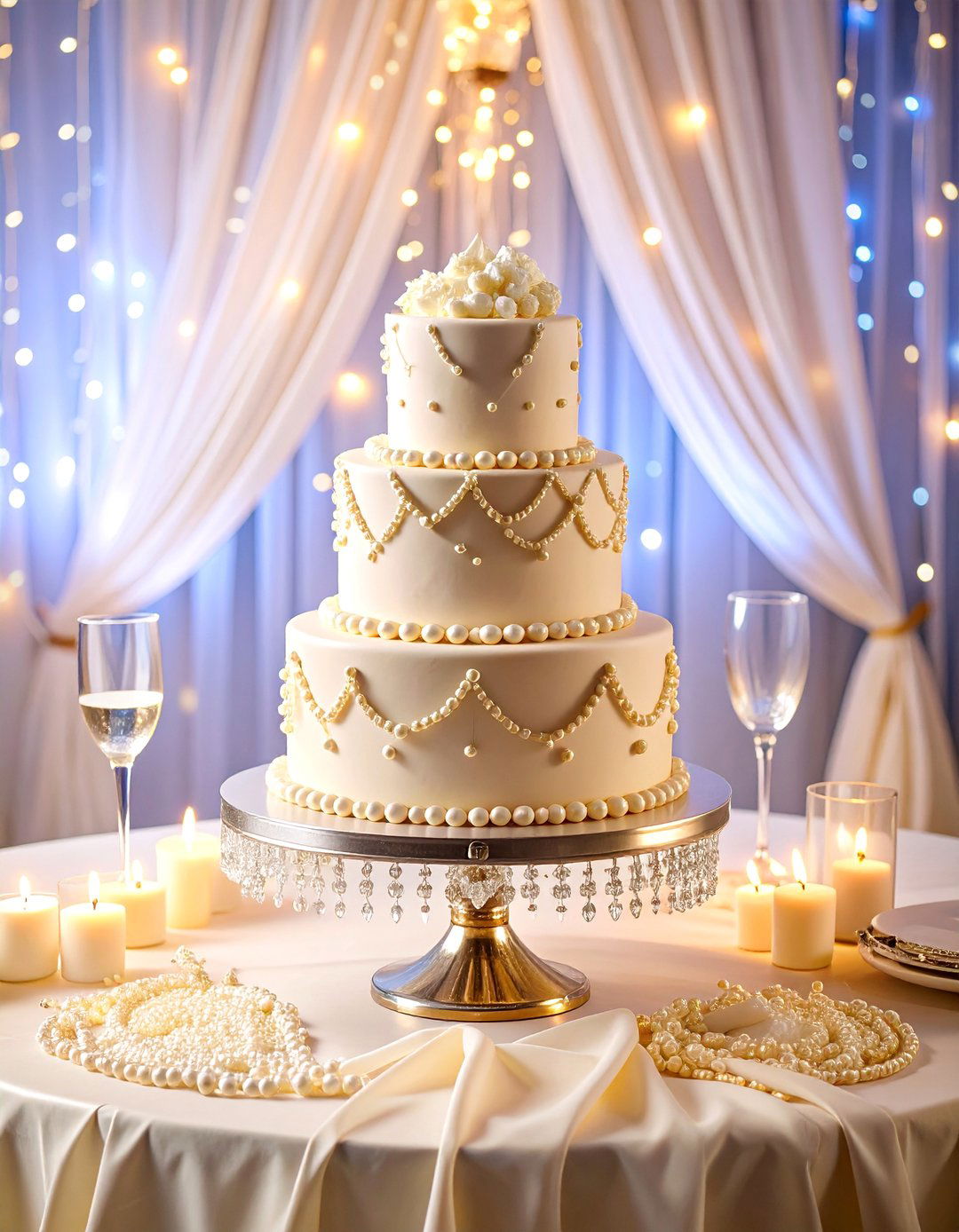 Small Wedding Cake with Edible Pearl Studs - 25 Small Wedding Cake Ideas