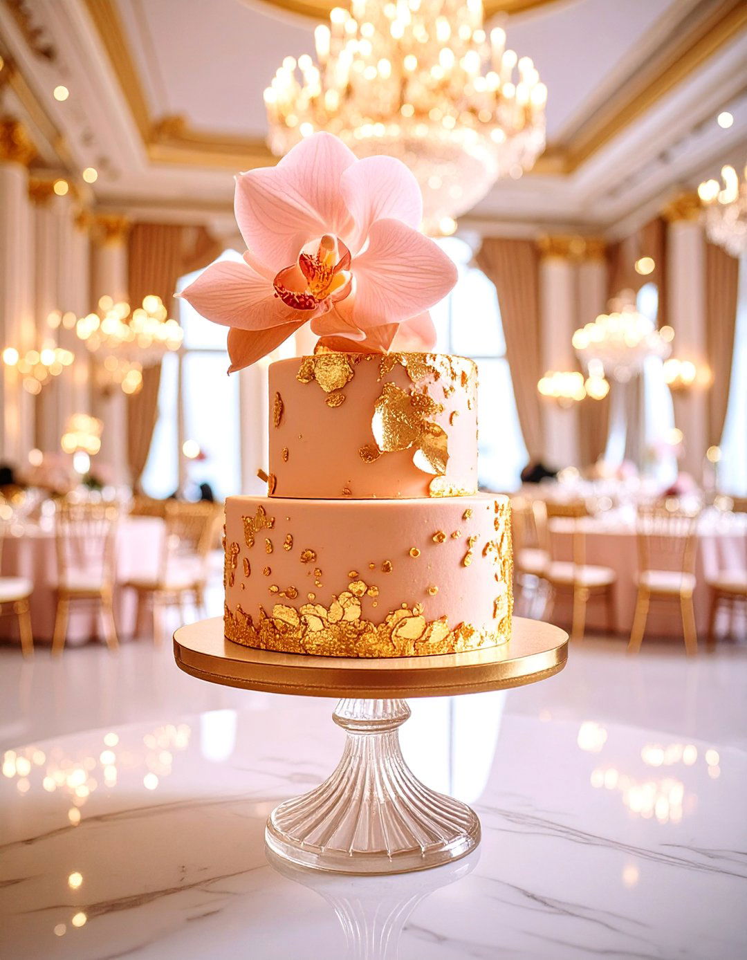 Small Wedding Cake with Gold Leaf Accents - 25 Small Wedding Cake Ideas