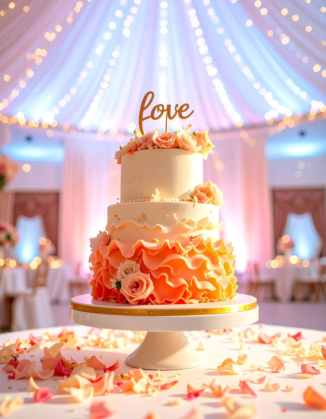 Small Wedding Cake with Sugar Ruffles - 25 Small Wedding Cake Ideas