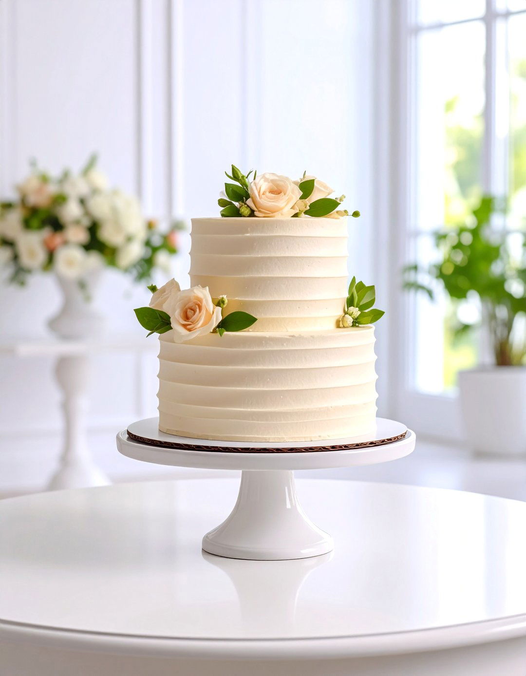 Small Wedding Cake with Textured Buttercream Lines - 25 Small Wedding Cake Ideas