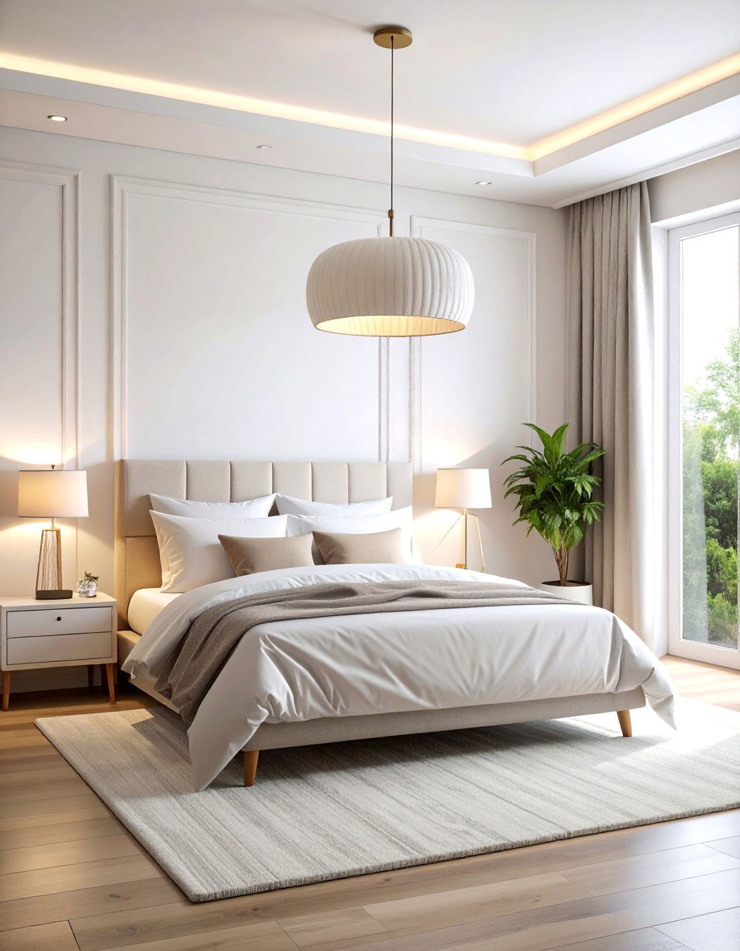 Small White Bedroom with Statement Lighting Fixtures - 25 Small White Bedroom Ideas