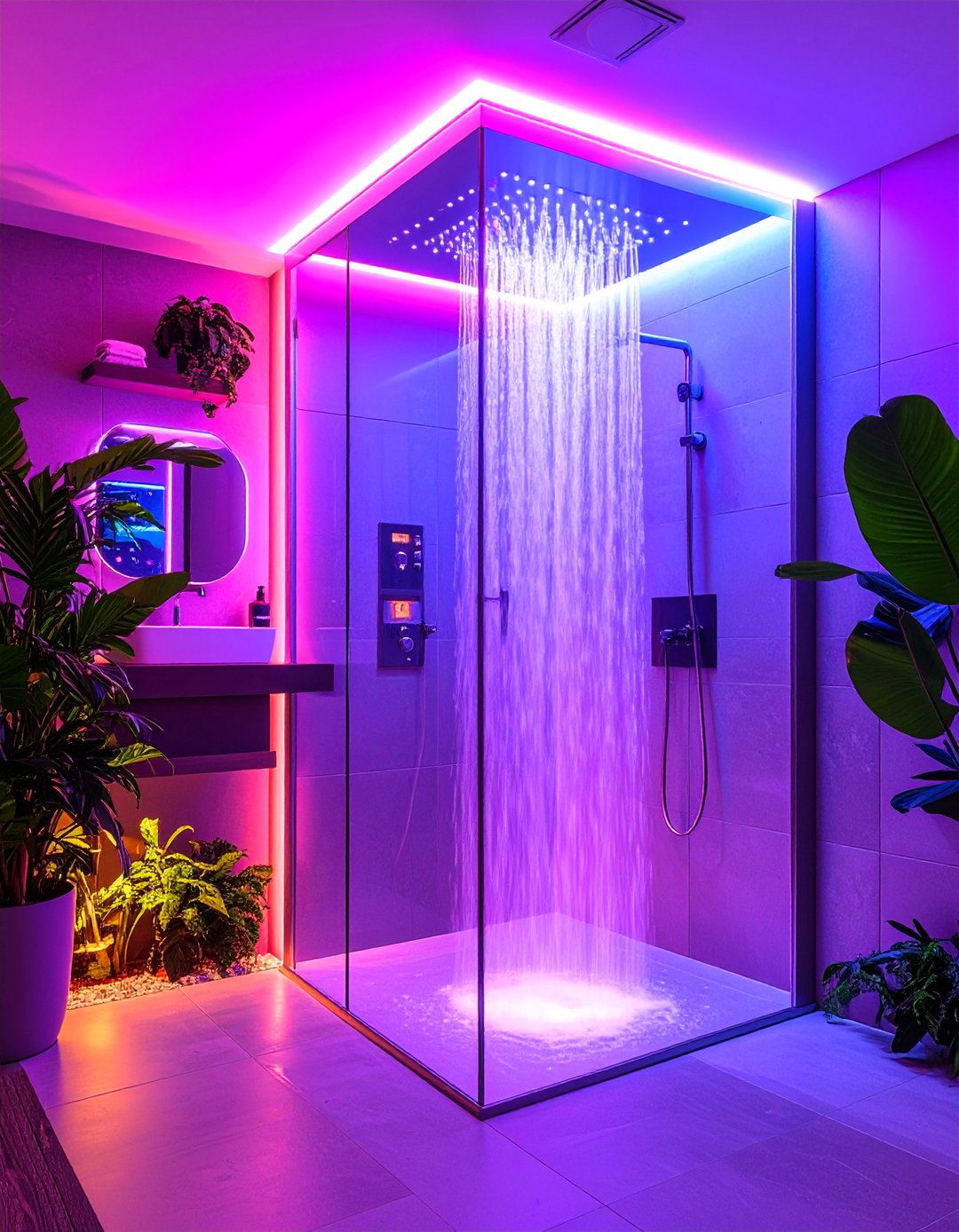 Smart App Controlled Shower Lighting - 25 Shower Lighting Ideas