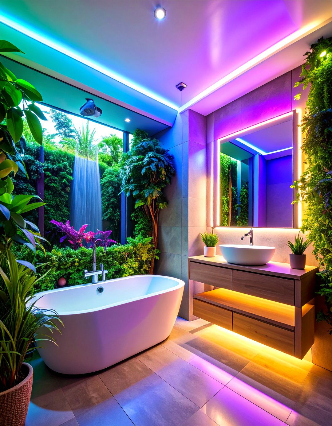 Smart Color Changing LED Ambiance System - 25 Small Bathroom Lighting Ideas