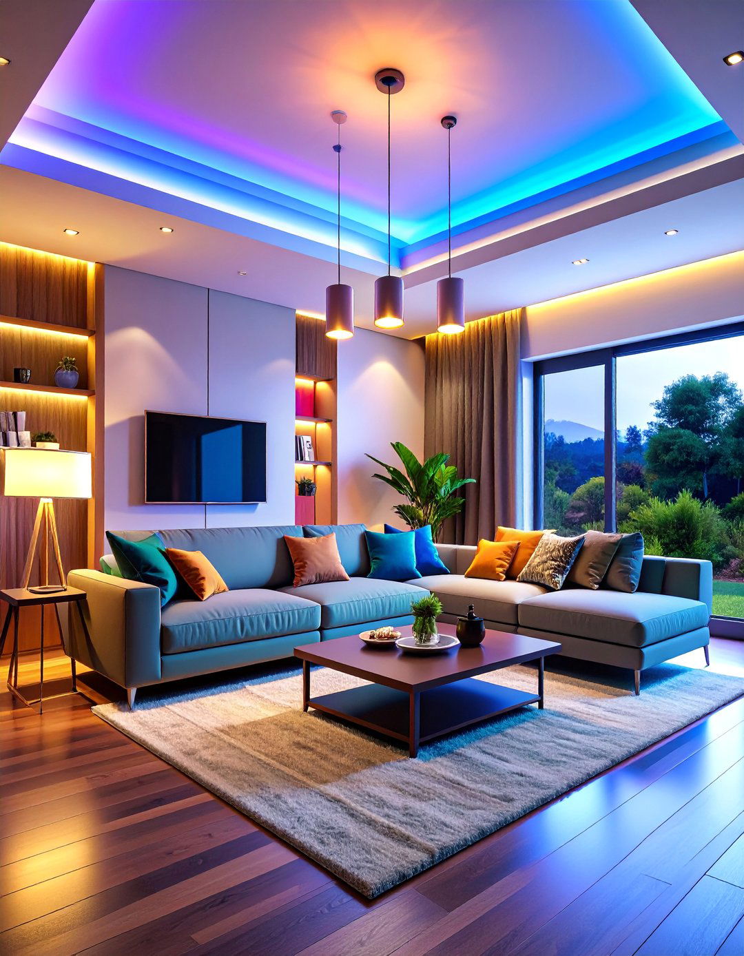 Smart Color Changing LED Recessed System - 25 Living Room Ceiling Lighting Ideas