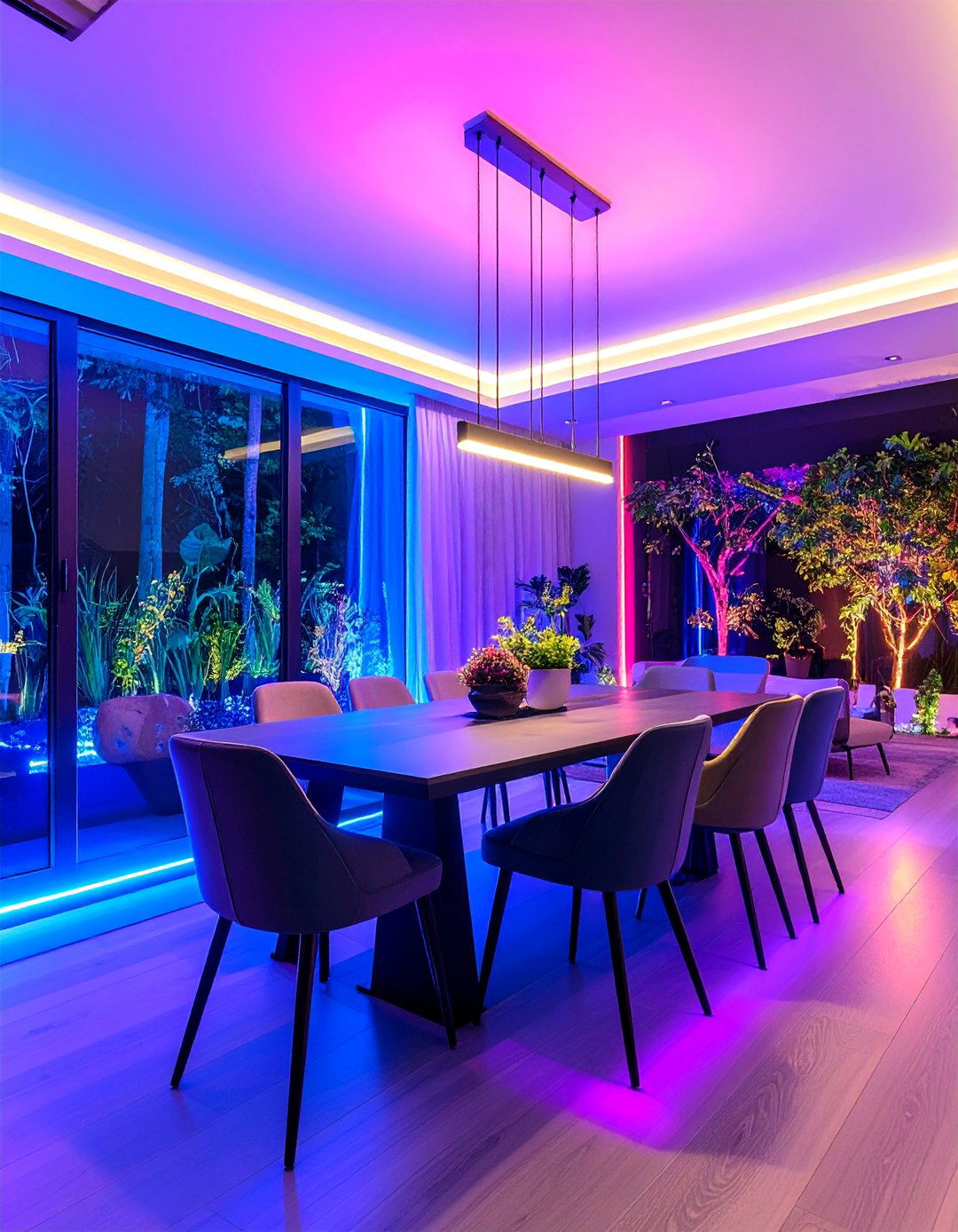 Smart Color Changing LED Strip Lighting System - 25 Small Dining Room Lighting Ideas