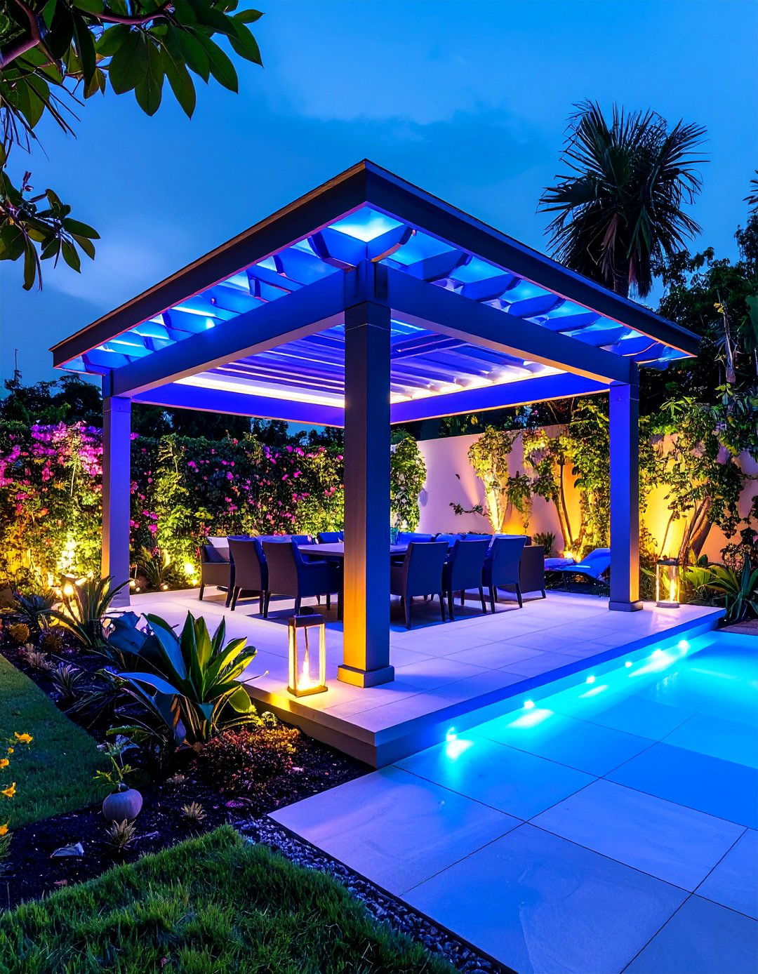Smart Color Changing LED System - 25 Gazebo Lighting Ideas