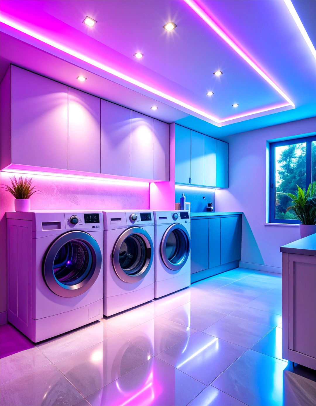 Smart Daylight Mimicking LED Panel System - 25 Laundry Room Lighting Ideas