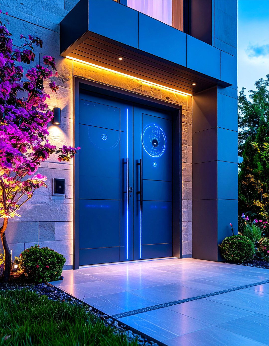 Smart Double Doors with Integrated Technology - 25 Double Front Door Ideas