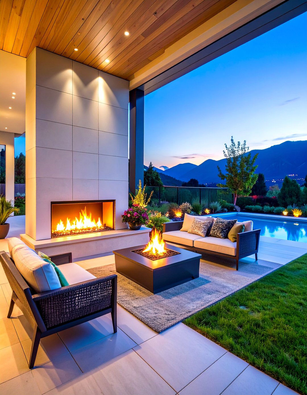 Smart Fireplace with App Control Technology - 25 Porch Fireplace Ideas