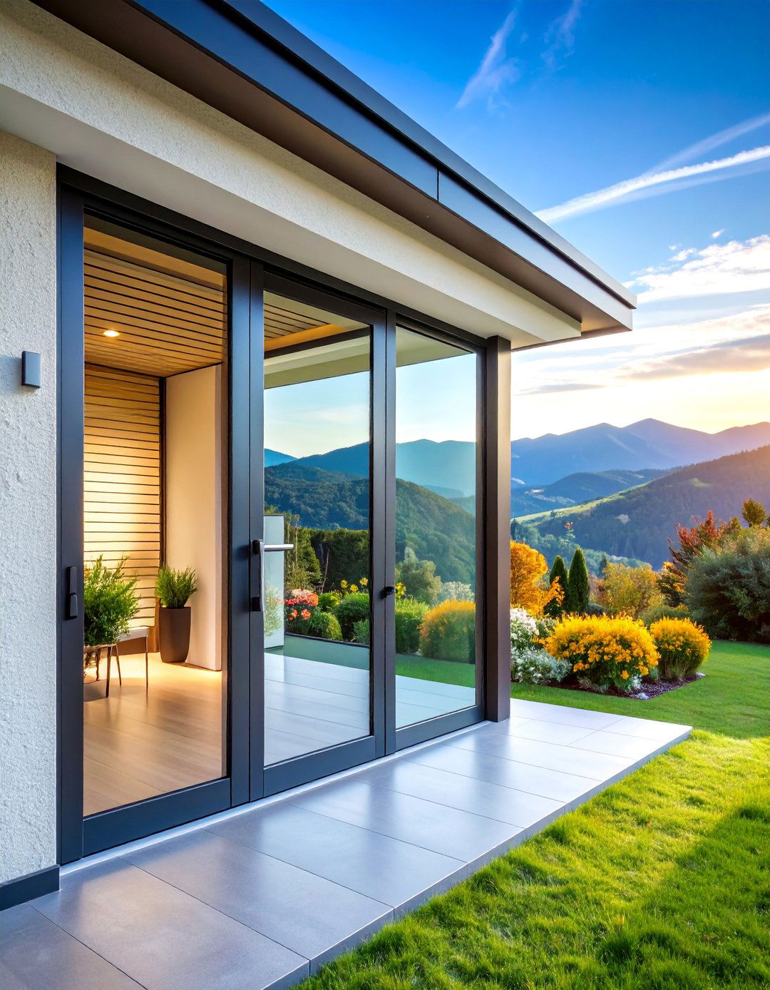 Smart Glass Door with Integrated Blinds - 25 Glass Front Doors Ideas