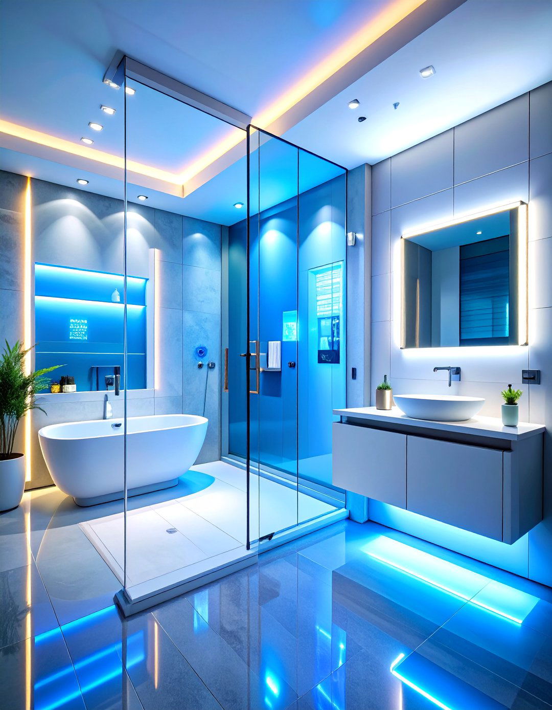 Smart Glass Privacy Door with Electronic Controls - 25 Bathroom Door Ideas