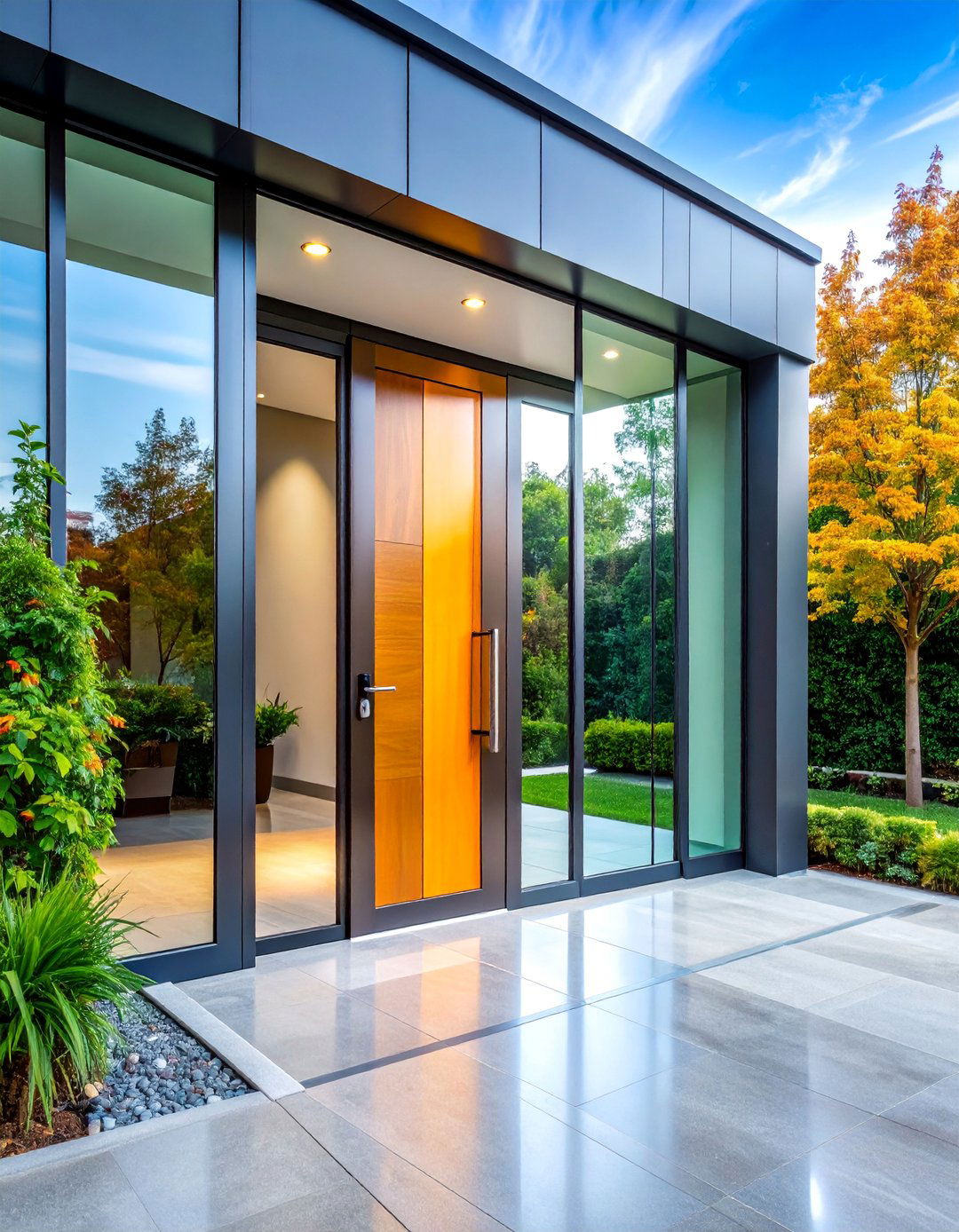 Smart Glass Technology Privacy Control - 25 Front Door Privacy Ideas